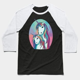 Cute Unicorns, Mom and Daughter Baseball T-Shirt